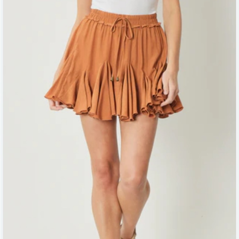 Ruffled skirt, burnt orange, Entro size S